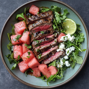 Watermelon & Feta Salad with Seared Steak