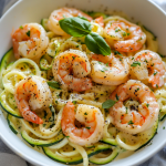 Zucchini Noodle Alfredo with Garlic Shrimp