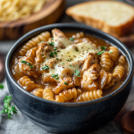 Slow Cooker French Onion Chicken Pasta