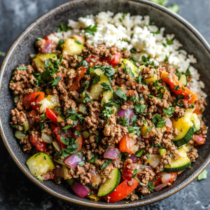 Mediterranean Ground Beef Bowl