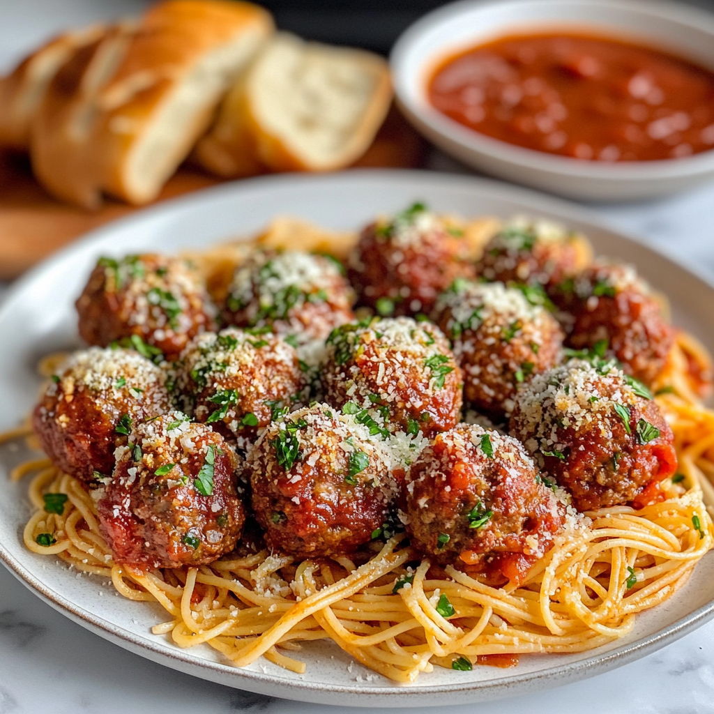 Easy Baked Meatballs with Marinara Sauce