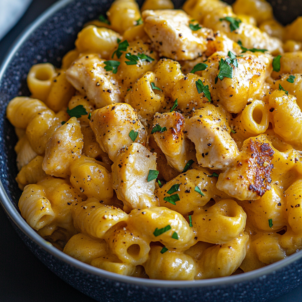 High Protein Honey Garlic Butter Chicken Mac & Cheese