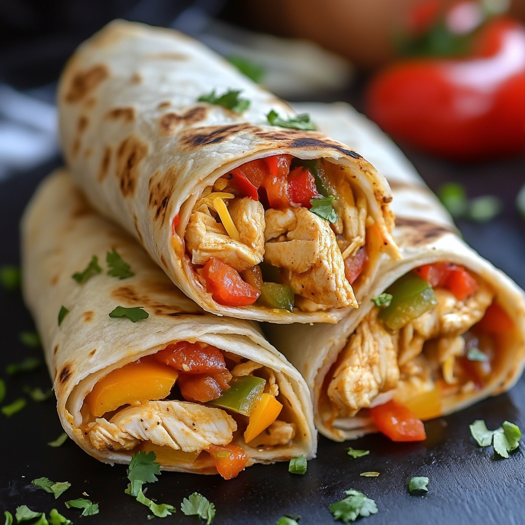 High Protein Chicken Fajita Burritos