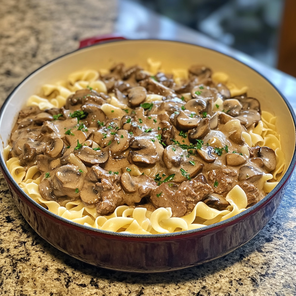 Creamy Beef Stroganoff with Egg Noodles