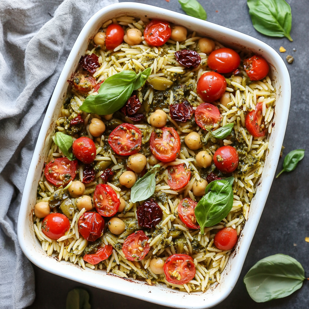 Pesto Baked Orzo Meal Prep
