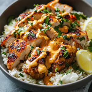 High-Protein Bang Bang Chicken Rice Bowls
