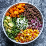 Beef & Sweet Potato Bowls with Street Corn Salsa