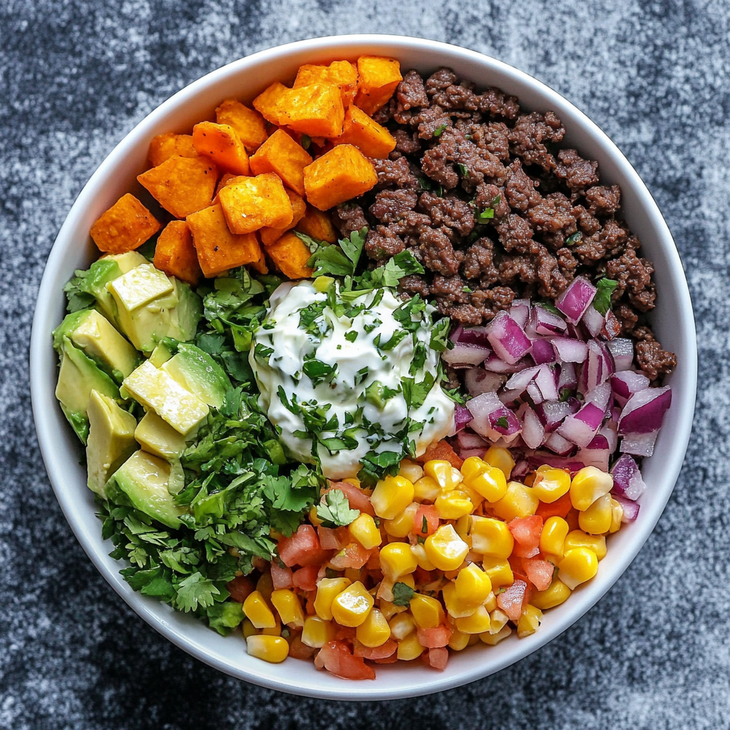 Beef & Sweet Potato Bowls with Street Corn Salsa