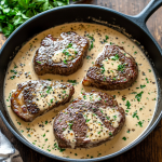 Smothered Boneless Beef Steaks in Creamy Garlic Sauce