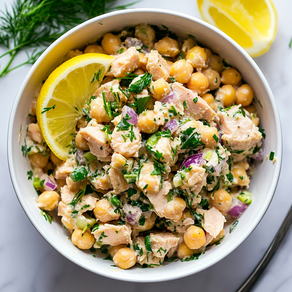 Chickpea Tuna Salad with Dill & Capers