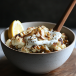 Roasted Cauliflower Bowl with Garlic Confit Yogurt Dip