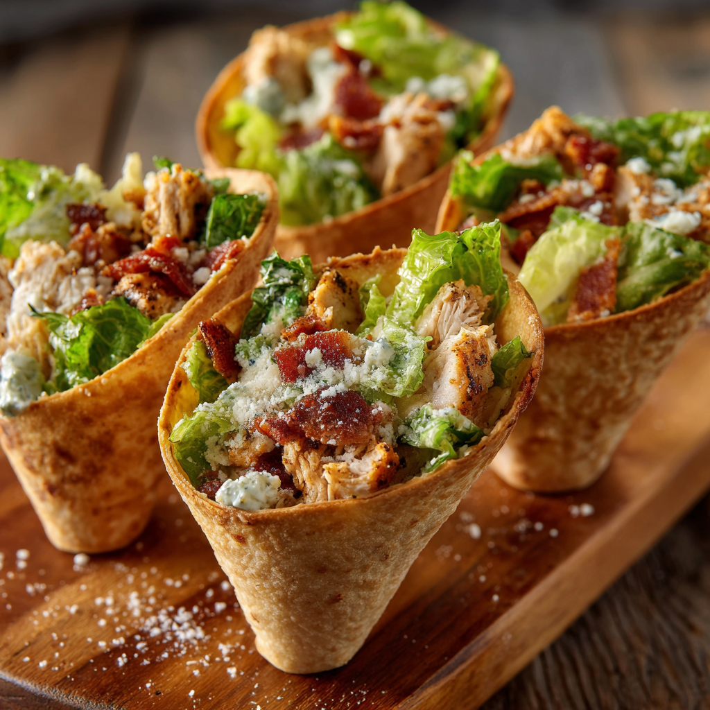 Chicken Caesar Cones