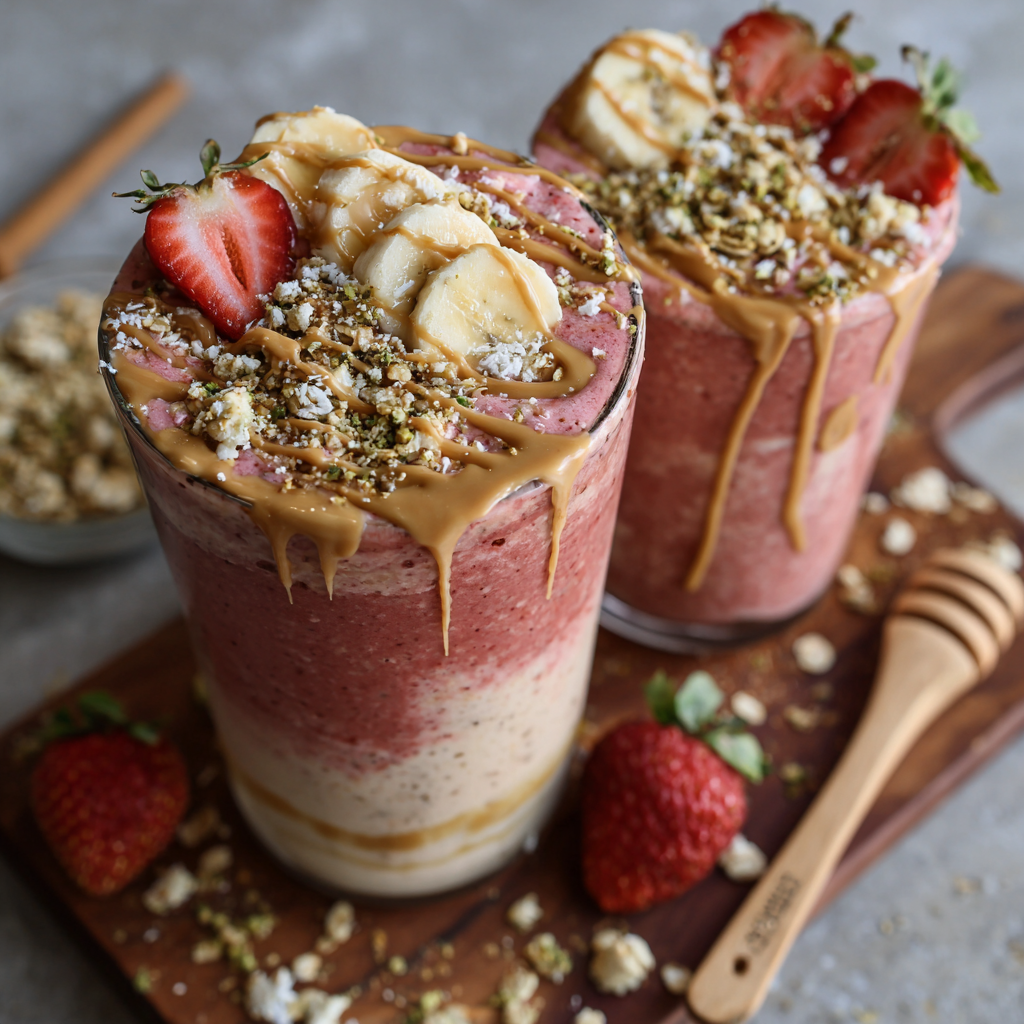 Strawberry PB Banana Smoothie
