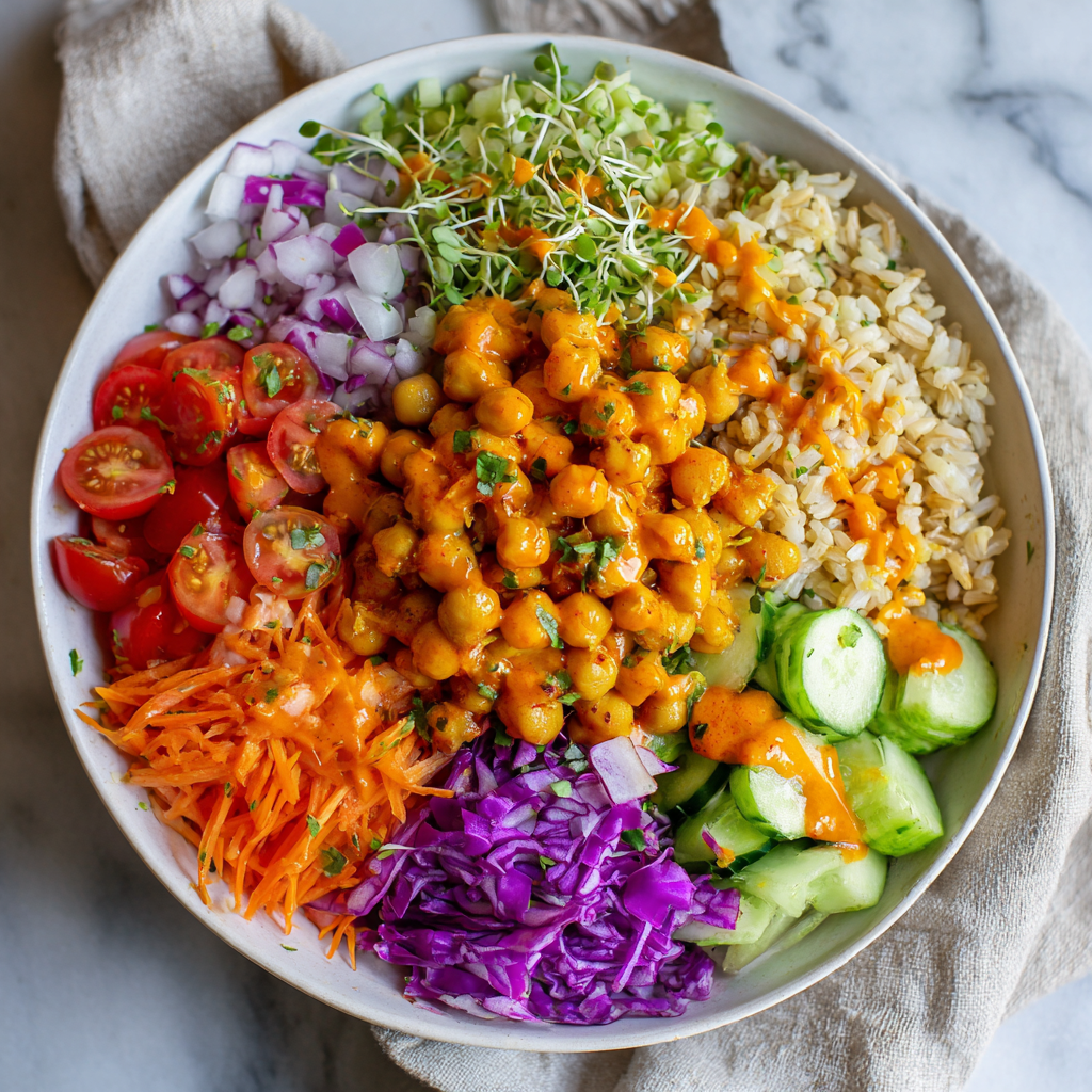 Buffalo Chickpea Rainbow Bowl