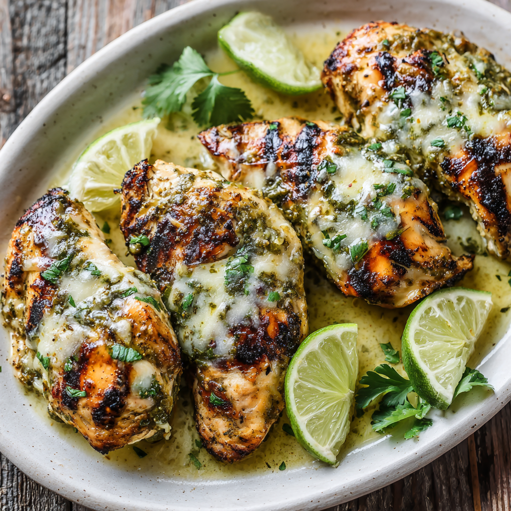 Grilled Salsa Verde Pepper Jack Chicken