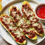 Ground Beef Stuffed Zucchini Boats