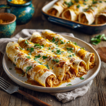 Creamy Pumpkin Chicken Enchiladas with Smoky Chipotle Sauce