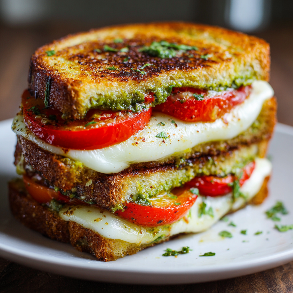 Grilled Mozzarella Sandwich with Fresh Basil Pesto