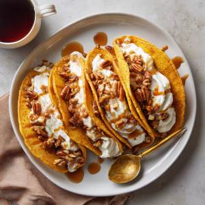 Pumpkin Pancake Tacos with Whipped Maple Cream