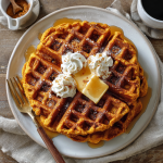 Cider Pumpkin Waffles with Salted Maple Butter