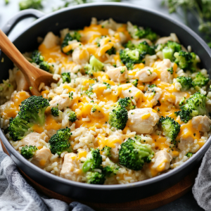 One Pot Cheesy Chicken Broccoli and Rice