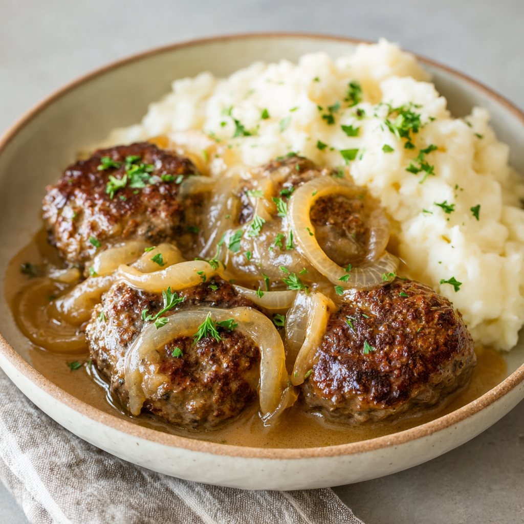 Hamburger Steak with Onions and Gravy