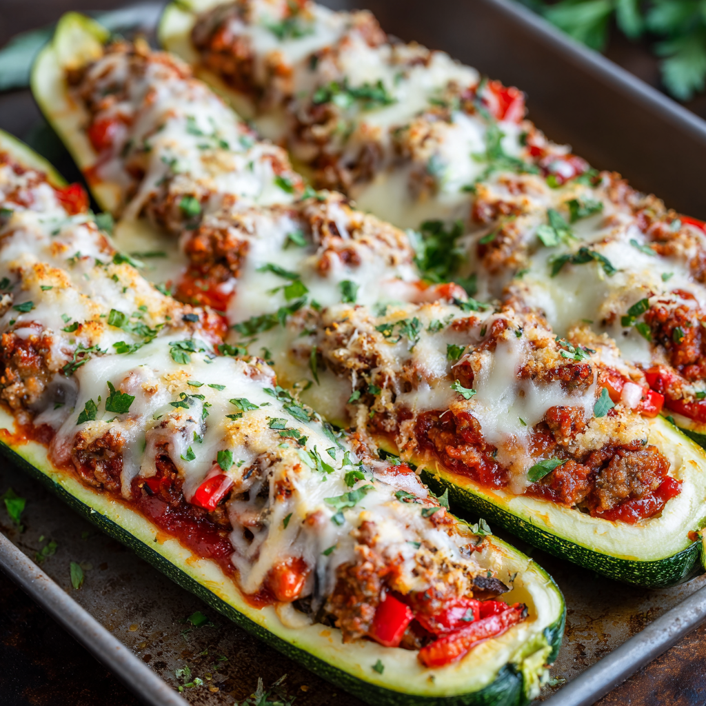 Italian Stuffed Zucchini Boats