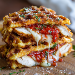 Stuffed Chicken Parm Waffle Pockets