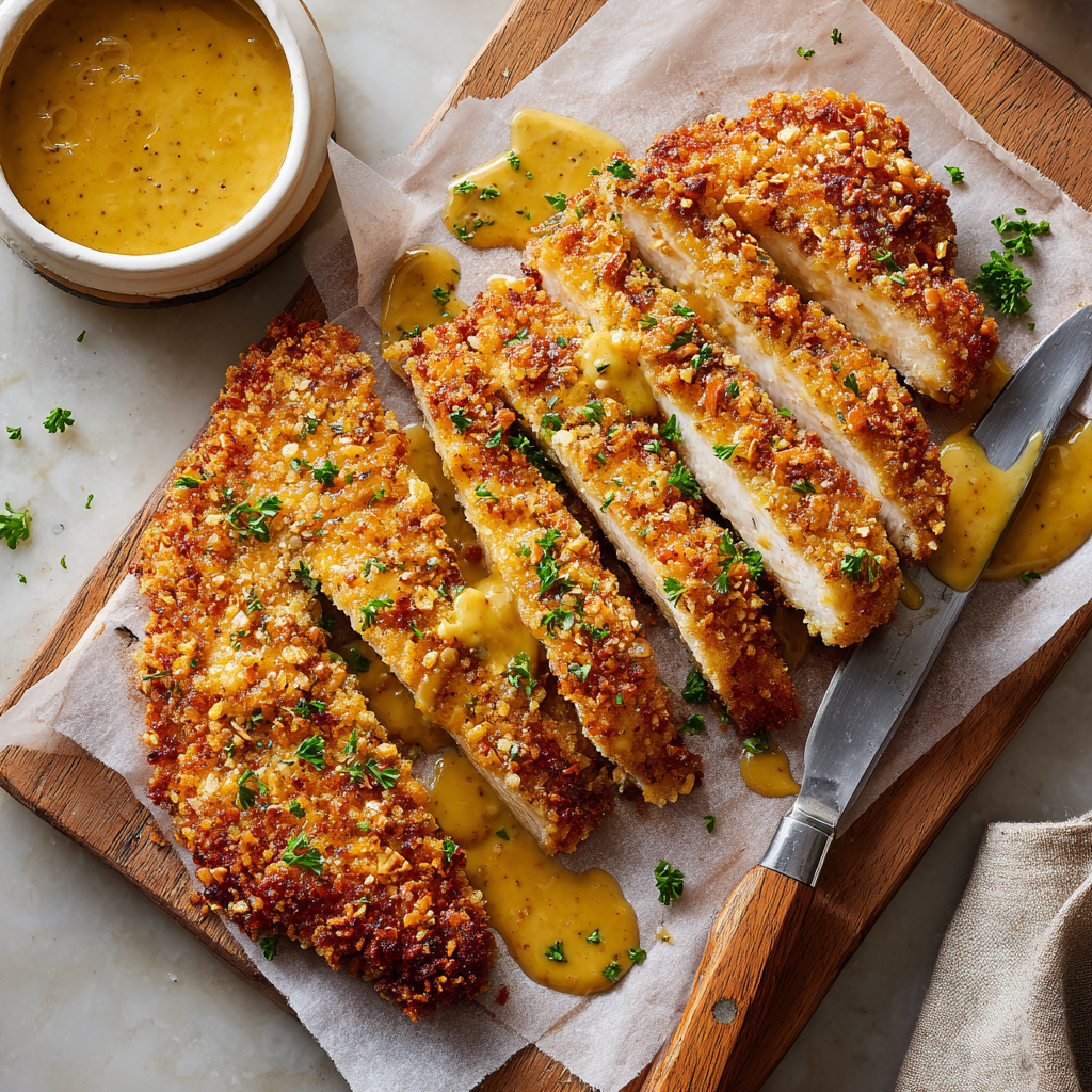 Honey Mustard Pretzel-Crusted Chicken Cutlets