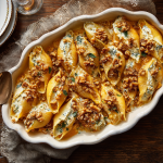 Pumpkin Stuffed Shells with Herbed Ricotta and Walnut Crumble