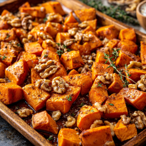 Walnut Maple Roasted Sweet Potatoes