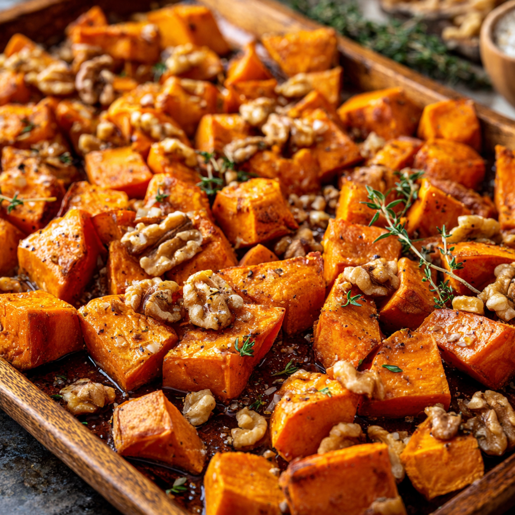 Walnut Maple Roasted Sweet Potatoes