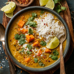 Coconut Sweet Potato Lentil Soup with Rice