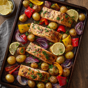 Sheet-Pan Salmon with Potato Hash