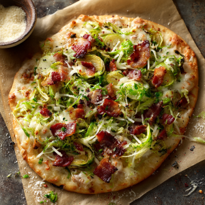 Brussels Sprouts & Bacon Flatbread Pizza