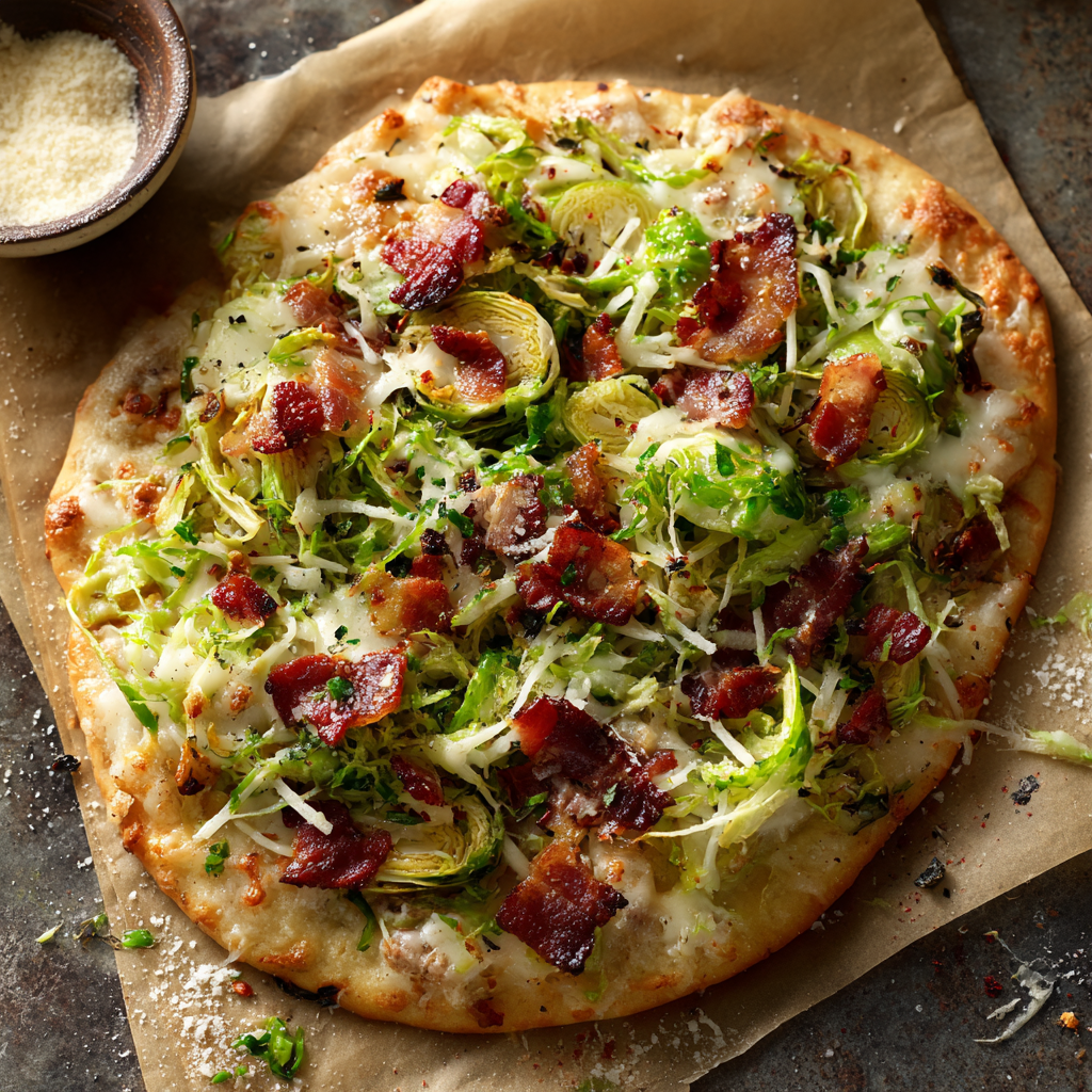 Brussels Sprouts & Bacon Flatbread Pizza