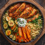 Harissa Chicken with Roasted Veggie Couscous