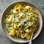 Ricotta and Sausage Pappardelle