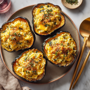 Cheesy Rice-Stuffed Acorn Squash