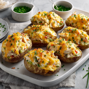 Twice-Baked Potatoes with Rotisserie Chicken & Veggies