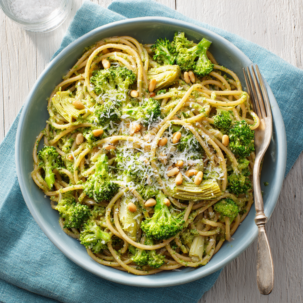 Broccoli, Artichoke & Basil Pesto Pasta