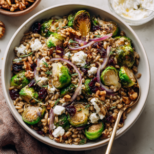 Roasted Brussels Sprouts Farro Salad