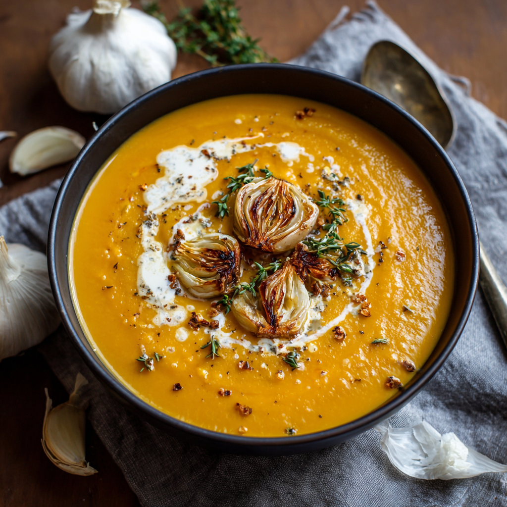 Roasted Garlic & Sweet Potato Bisque