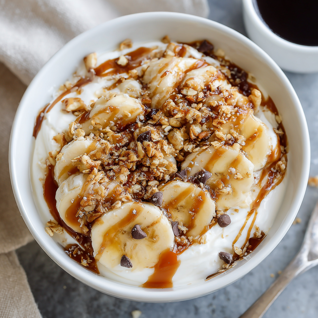 Salted Caramel Banana Yogurt Bowl