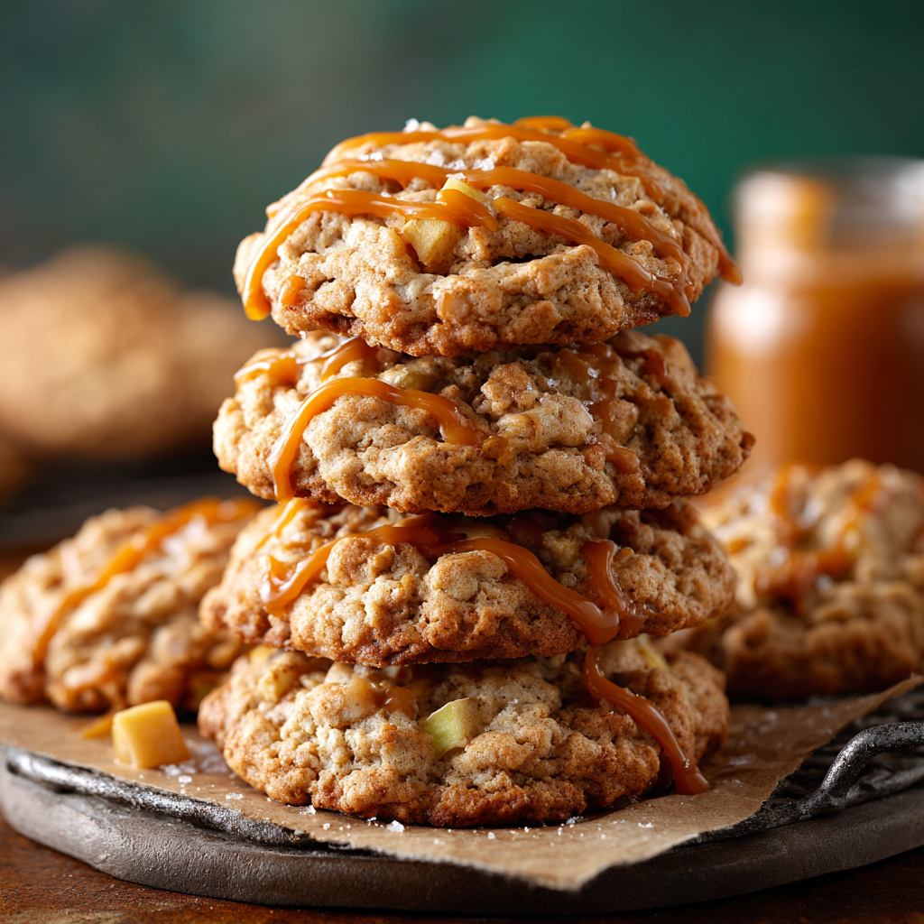 Salted Caramel Apple Oatmeal Cookies