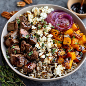 Maple Balsamic Steak & Wild Rice Bowls