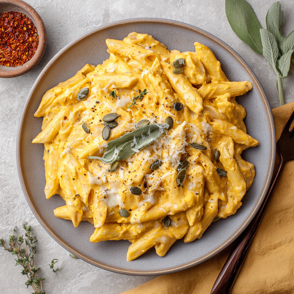 Crockpot Pumpkin Alfredo Pasta