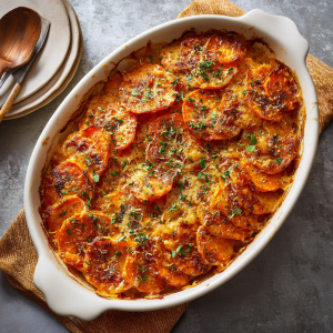 Chipotle Gouda Scalloped Sweet Potatoes