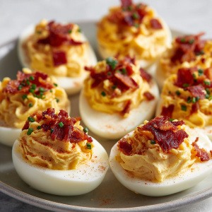 Bacon Cheddar Deviled Eggs