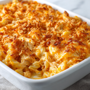 Buffalo Chicken Mac and Cheese Bake